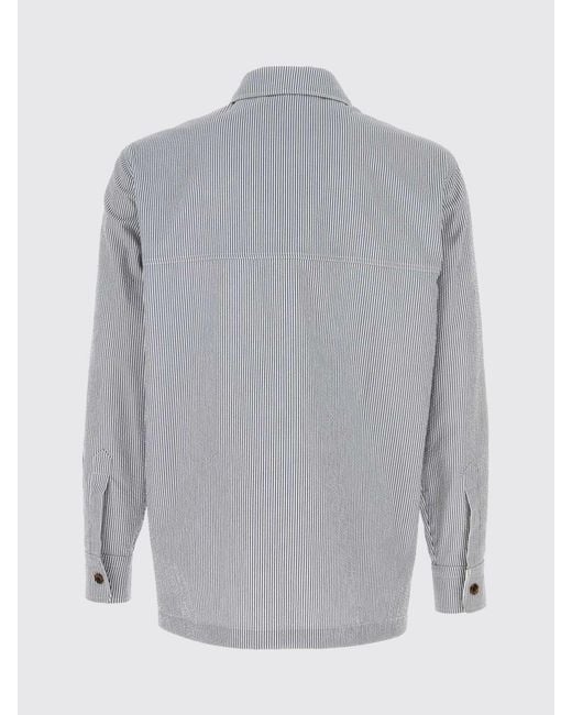 Paltò Gray Palt&Ograve Striped Cotton Blend Shirt Jacket for men