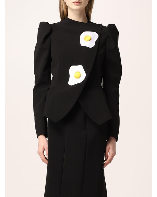 Moschino Couture Black Crêpe Jacket With egg Print