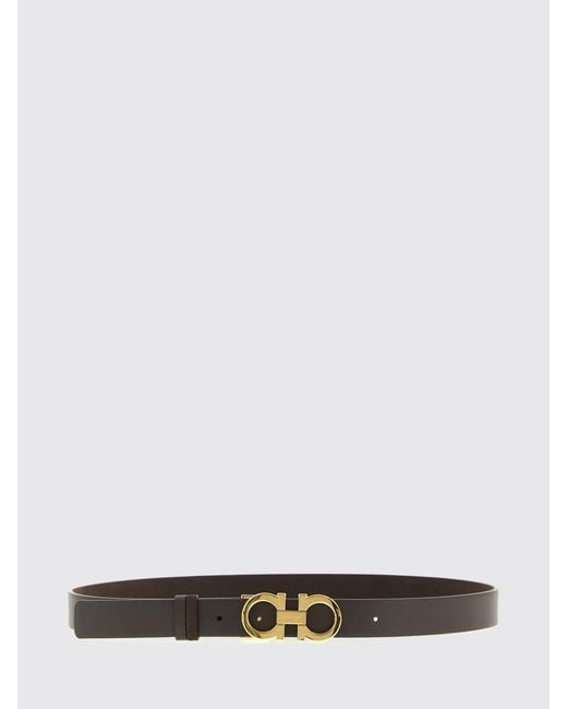 Ferragamo White Gancini Suede Calfskin Leather Belt