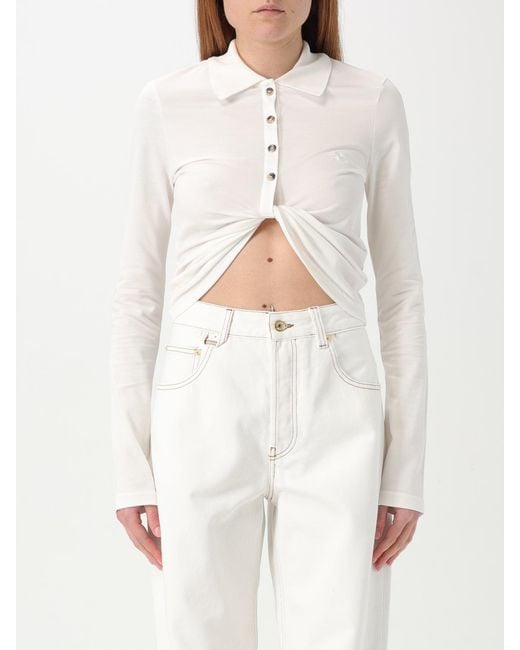 Courreges White Cropped Polo Shirt Twisted Detail
