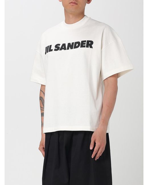 Jil Sander White Cotton T-Shirt With Logo for men