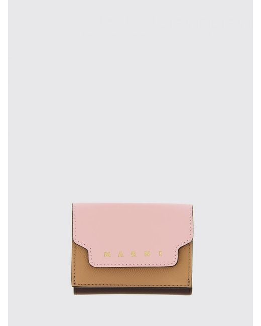Marni Pink Saffiano Leather Wallet