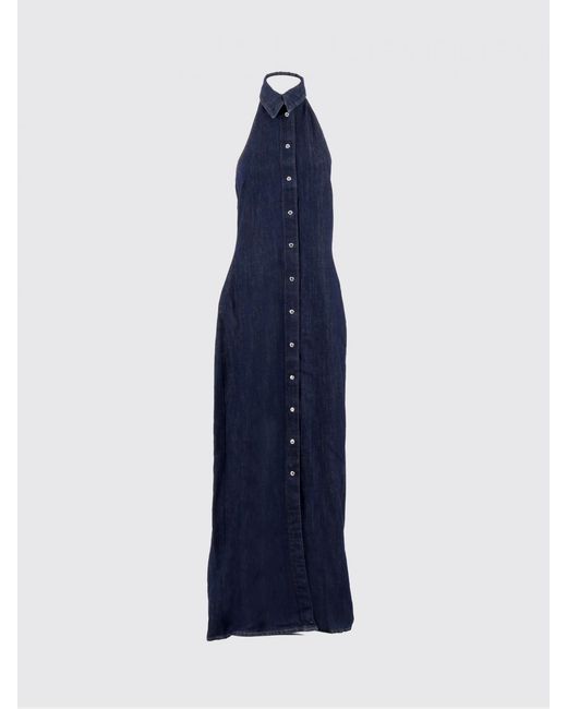 7 For All Mankind Blue Cotton And Linen Chemisier Dress