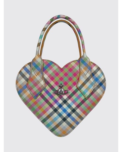 Vivienne Westwood Blue Josephine Tartan Heart-Shaped Mini Bag With Metal Orb Logo