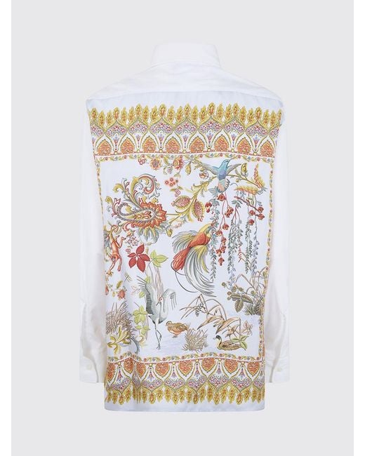Etro White Cotton Shirt With Paisley Print
