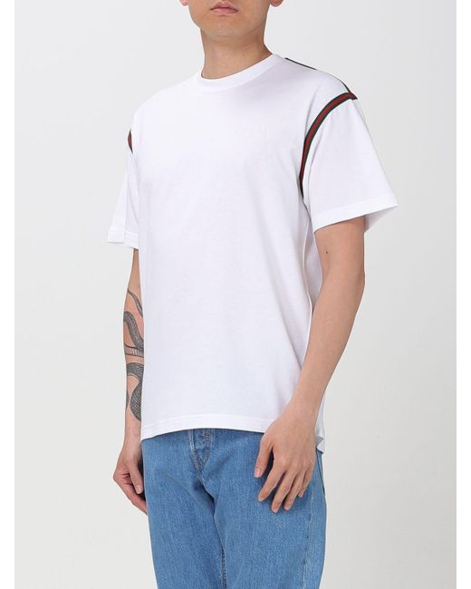 T-Shirt Basic Web di Gucci in White da Uomo