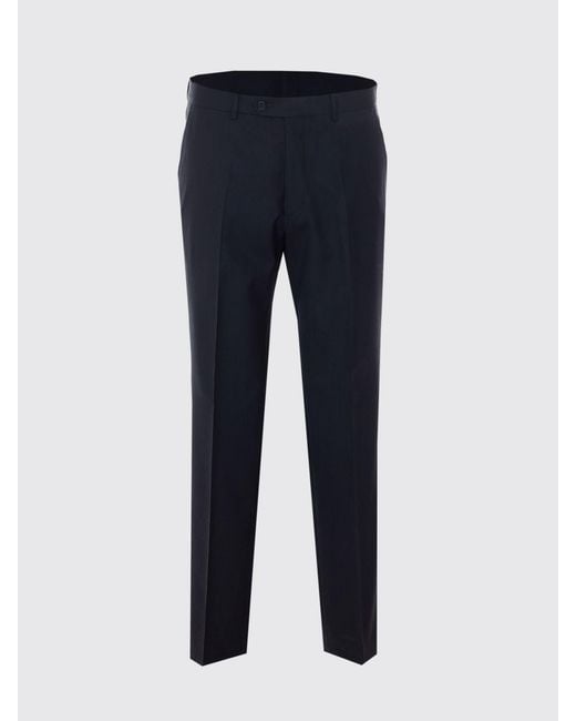 sunflower Blue Slim Fit Virgin Wool Tailored Trousers With Off-Centre Closure for men