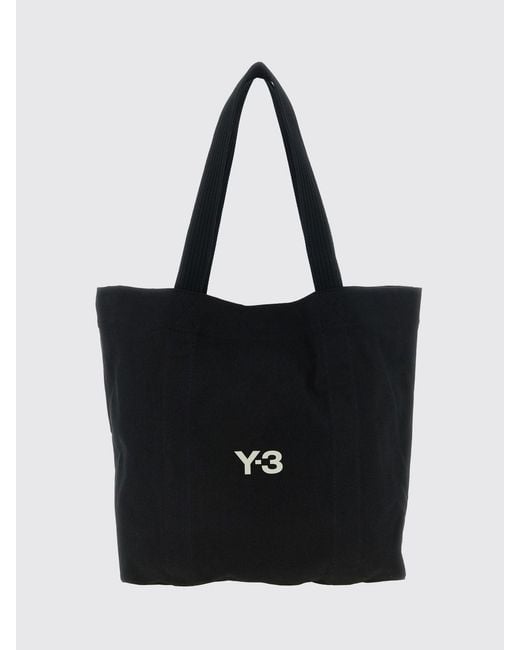 Y-3 Black Canvas Tote Bag With Logo for men