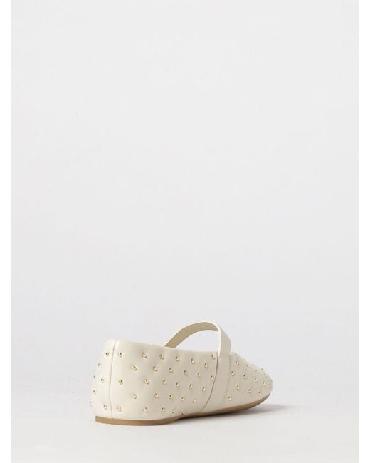 Ferragamo Natural Gancini Buckle Studded Nappa Mary Jane Flats