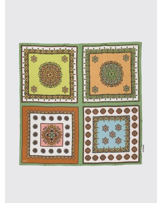 ALÉMAIS Green Printed Silk Contina Scarf
