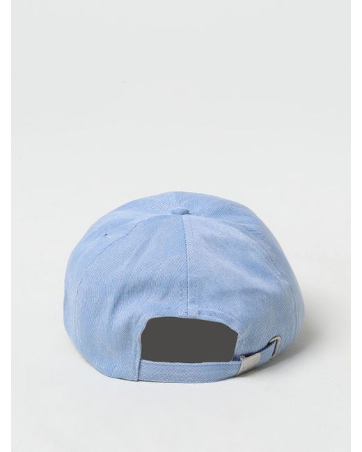 Cappello in cotone con logo ricamato di Ganni in Blue