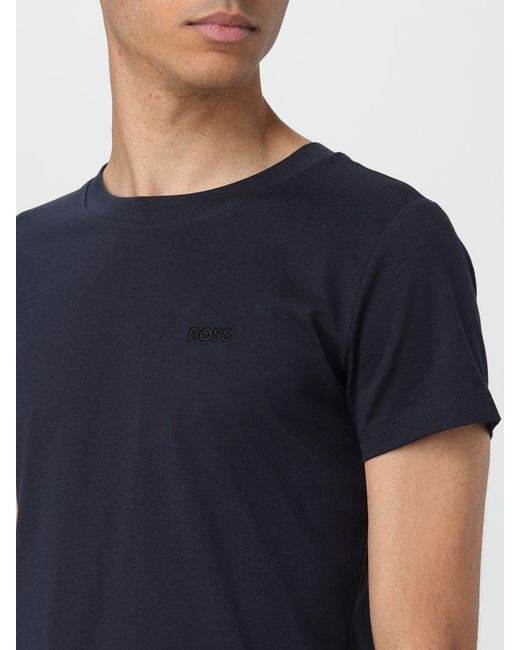 T-shirt in cotone con logo di Boss in Blue