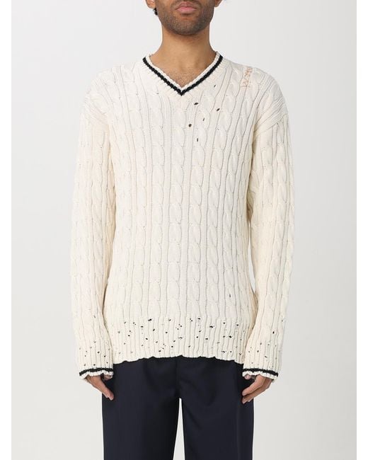 Marni Natural Cable Knit Distressed Sweater for men