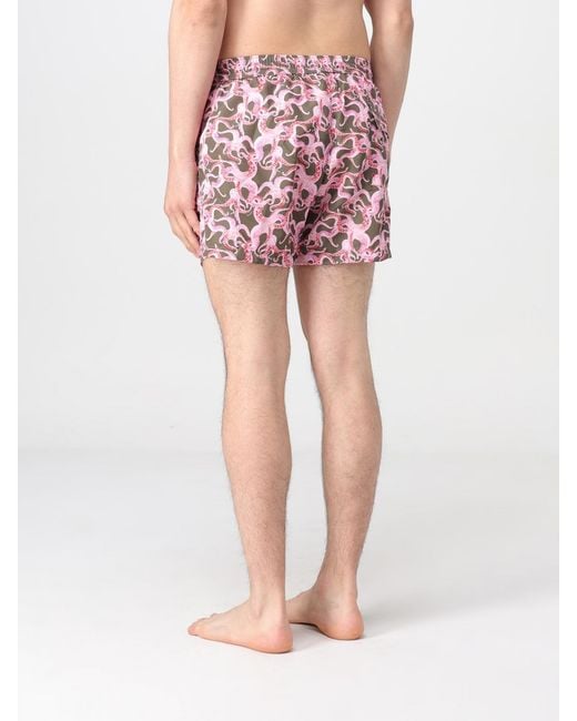 Kampos Pink Patterned Nylon Swimsuit for men