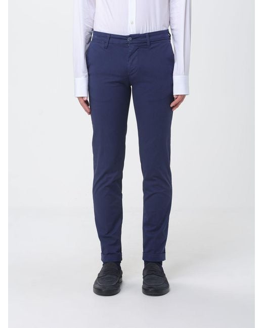 Re-hash Blue Stretch Cotton Chino Trousers for men