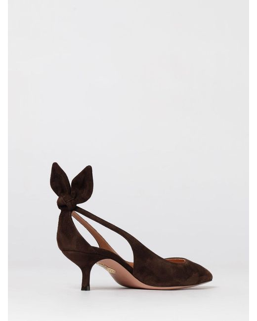 Aquazzura White Bow Tie Suede Pumps