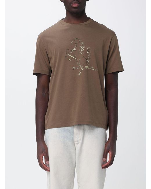 Ferrari Brown Printed T-Shirt for men