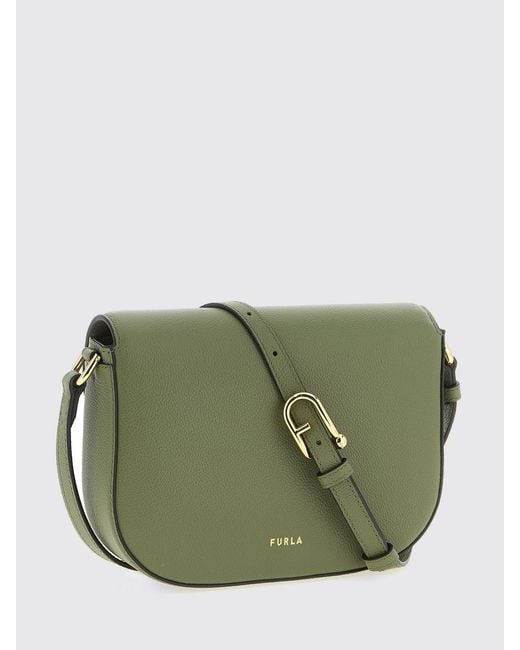 Furla Green Moonlight Calfskin Shoulder Bag