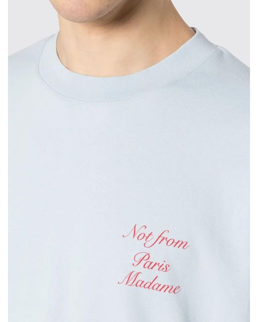 Drole de Monsieur White Cotton Casual T-Shirt With Slogan for men