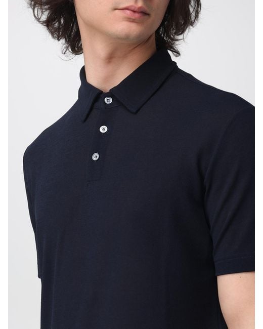 Zanone Blue Cotton Knit Polo Shirt for men