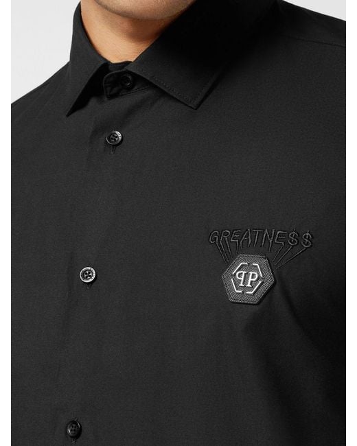 Philipp Plein Black Classic Poplin Shirt for men