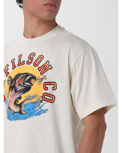 Filson White Printed Cotton T-Shirt for men