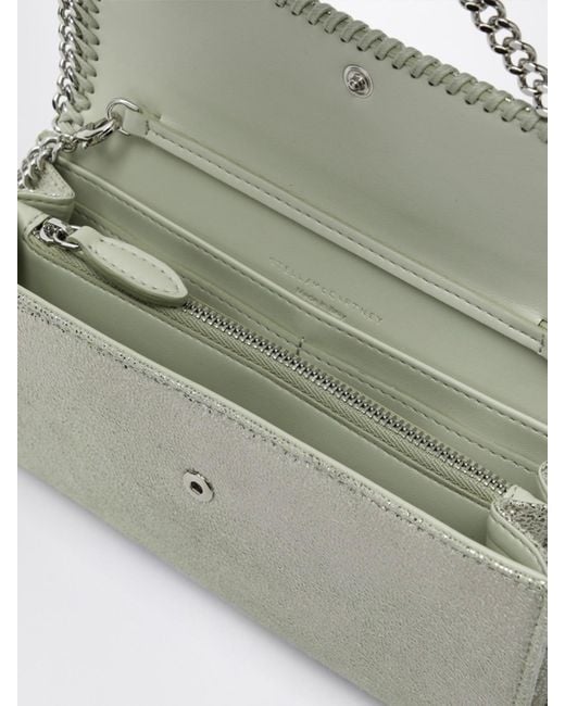 Stella McCartney Gray Falabella Laminated Cracked Synthetic Suede Wallet