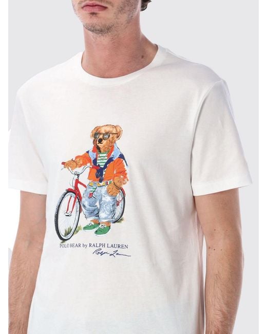 Polo Ralph Lauren White Cotton T-Shirt With Bear Print for men