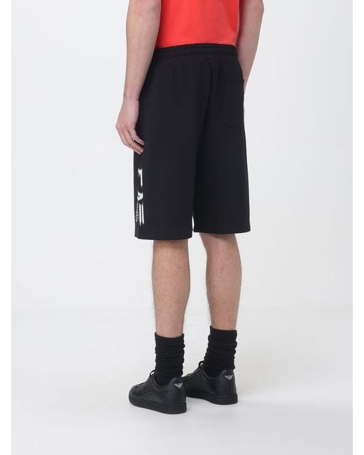 EA7 Black Cotton Jogging Shorts for men