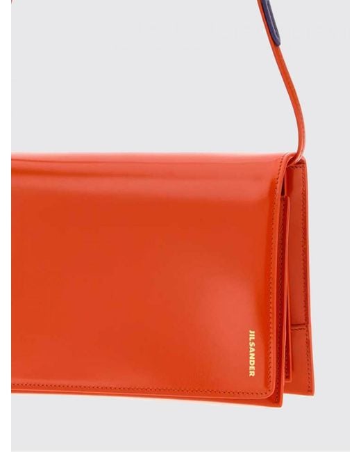 Jil Sander Red File Calfskin Shoulder Bag