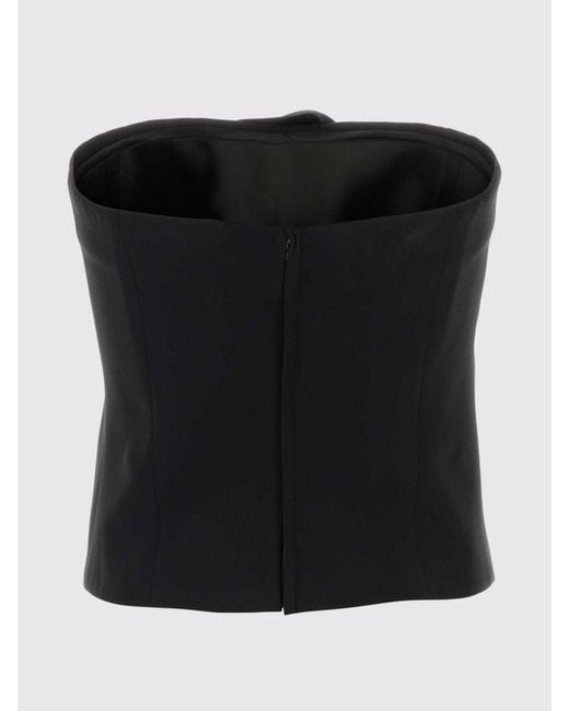 Giorgio Armani Blue Silk Bustier Top With Ruffles