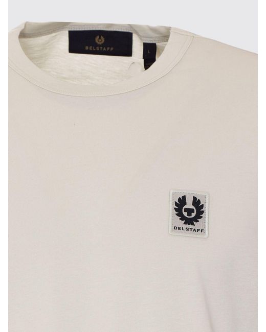 Belstaff White Cotton T-Shirt With Logo for men