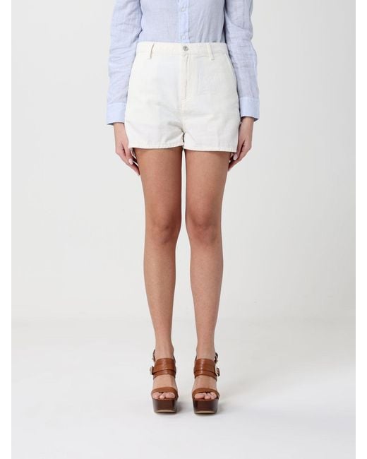 7 For All Mankind White Cotton Denim Shorts