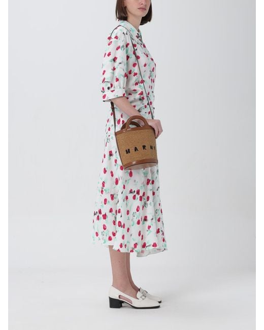 Marni Brown Tropicalia Tasche Aus Leder Und Bast