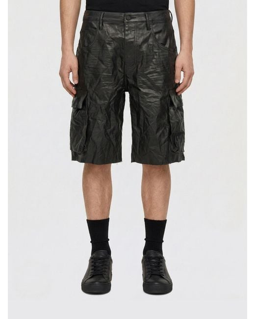 Purple Black Coated Cotton Denim Shorts for men