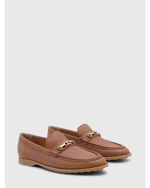 Tod's Brown Hammered Leather Loafers