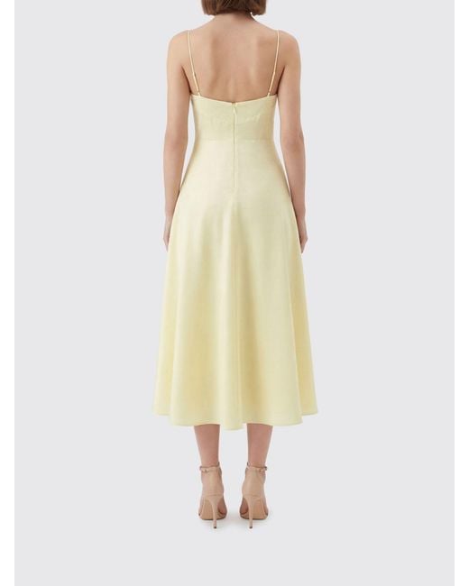 Alberta Ferretti Yellow Silk Midi Dress