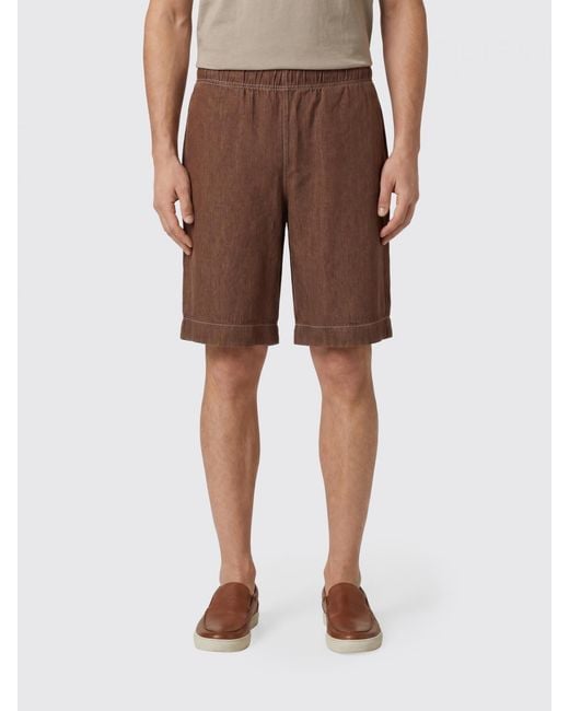 Paul Smith Brown Knee-Length Cotton Shorts With Drawstring Waist for men