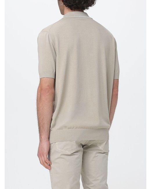Canali Gray Cotton Knit Polo Shirt for men