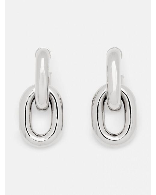 Rabanne White Double Xl Link Brass Earrings