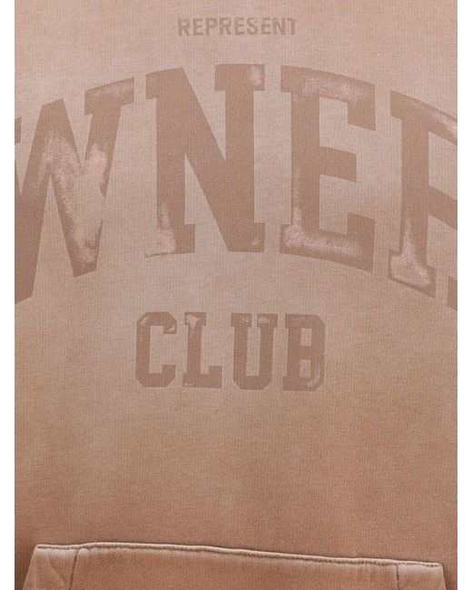 Represent Blue Cotton Hoodie With Kangaroo Pocket And Logo Print for men