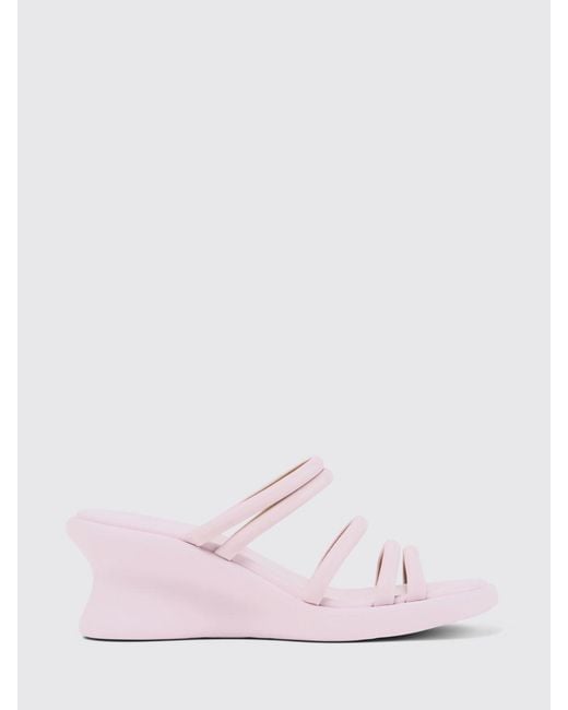 Camper Pink Louise Leather Wedge Sandals