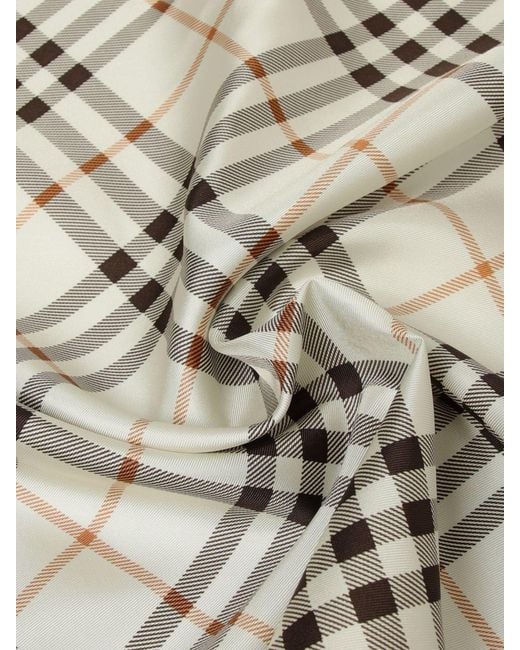 Burberry Gray Silk Scarf With Check Print
