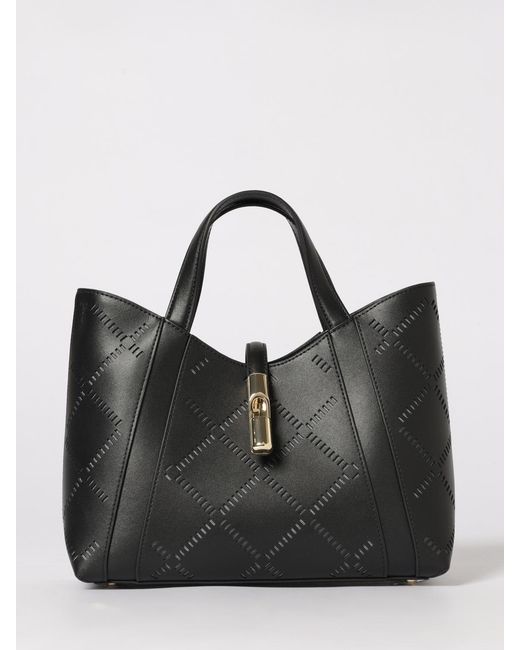Furla Black Goccia Perforated Leather Bag
