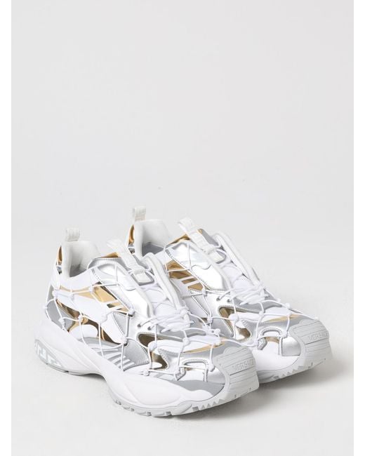 Versace Gray Color-Block Sneakers With Metallic Accents for men