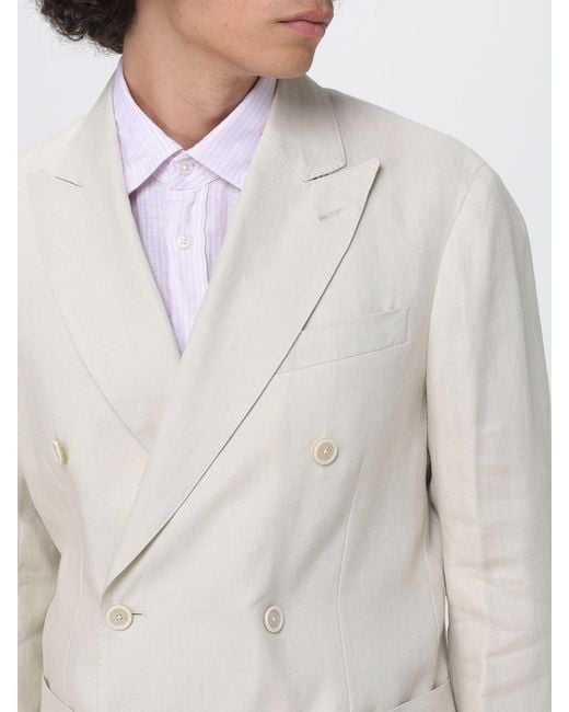 Lardini White Double-Breasted Linen Blend Dress for men