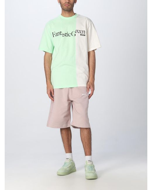 MSGM Green T-shirt In Organic Cotton for men