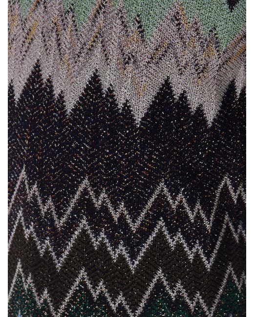 Missoni Black Viscose Lurex Trousers With Zig-Zag Motif