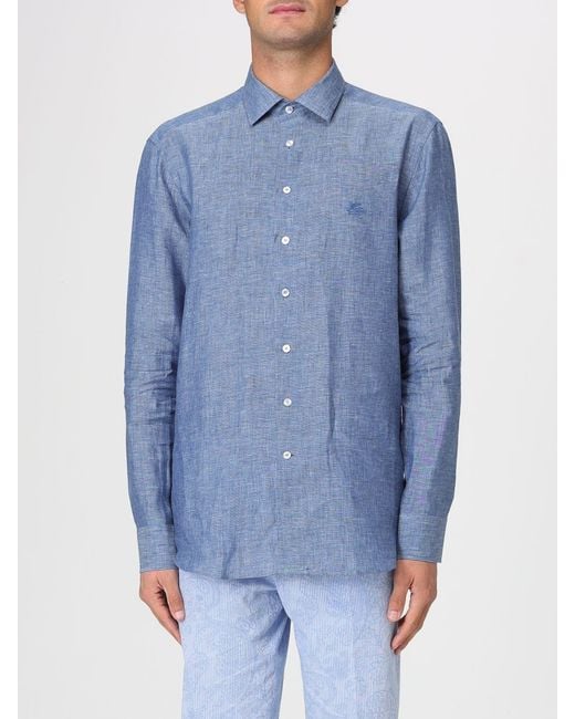 Etro Blue Linen Shirt for men