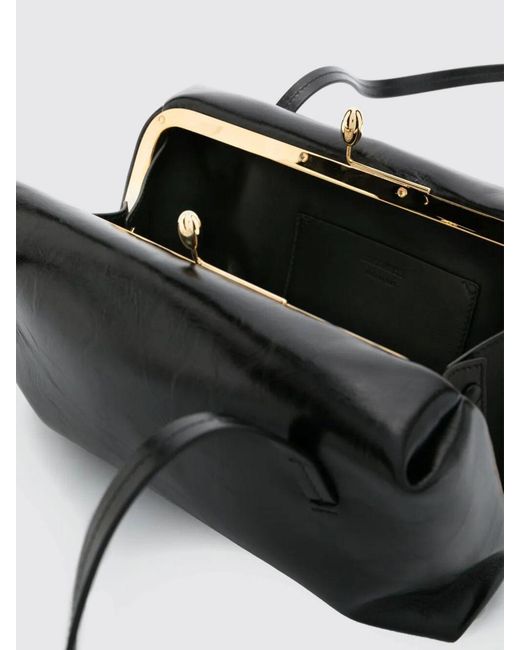 Jil Sander Black Small Goji Pillow Leather Shoulder Bag With Clasp Closure